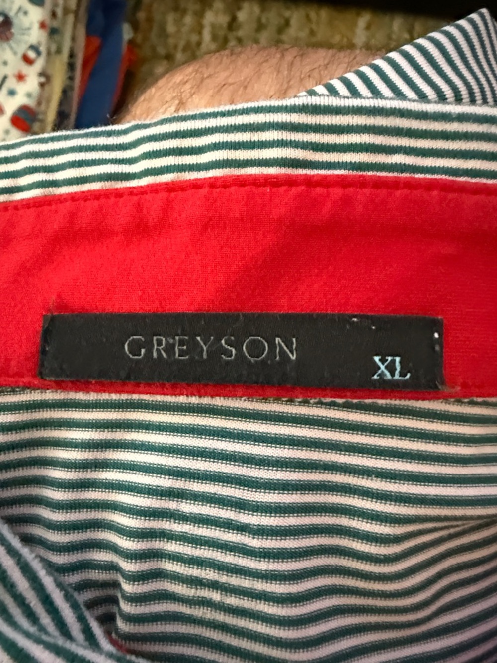 Greyson Men’s Whit3 Micro-Stripe Polo with Teal Accent - Picture 2 of 5